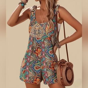 NWOT Paisley Print Knot Strap Romper Women's Size S
